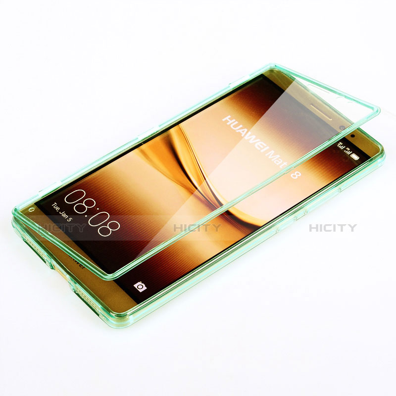 Coque Transparente Integrale Silicone Souple Portefeuille pour Huawei Mate 8 Vert Plus