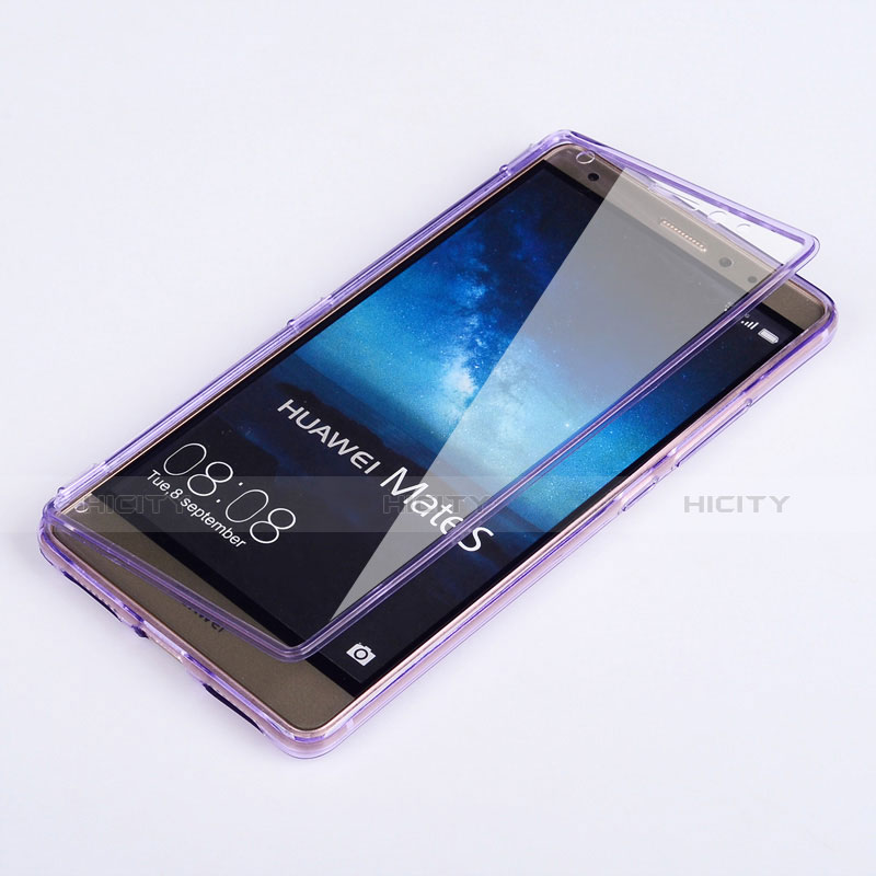 Coque Transparente Integrale Silicone Souple Portefeuille pour Huawei Mate S Violet Plus