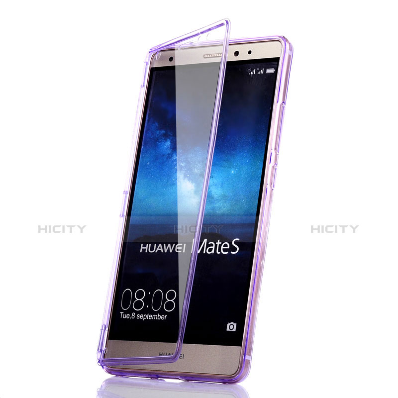 Coque Transparente Integrale Silicone Souple Portefeuille pour Huawei Mate S Violet Plus