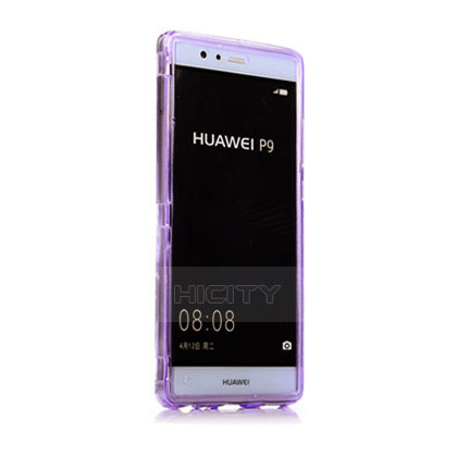 Coque Transparente Integrale Silicone Souple Portefeuille pour Huawei P9 Plus Violet Plus