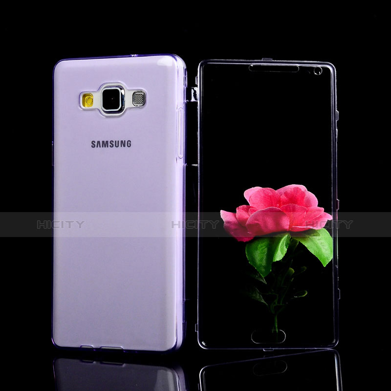 Coque Transparente Integrale Silicone Souple Portefeuille pour Samsung Galaxy A5 Duos SM-500F Violet Plus