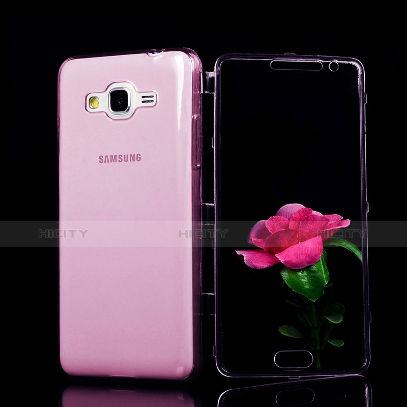 Coque Transparente Integrale Silicone Souple Portefeuille pour Samsung Galaxy Grand Prime 4G G531F Duos TV Violet Plus