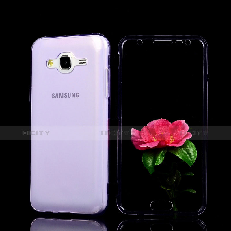 Coque Transparente Integrale Silicone Souple Portefeuille pour Samsung Galaxy J5 SM-J500F Violet Plus