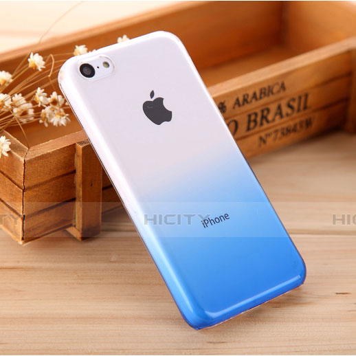 Coque Transparente Rigide Degrade pour Apple iPhone 5C Bleu Plus