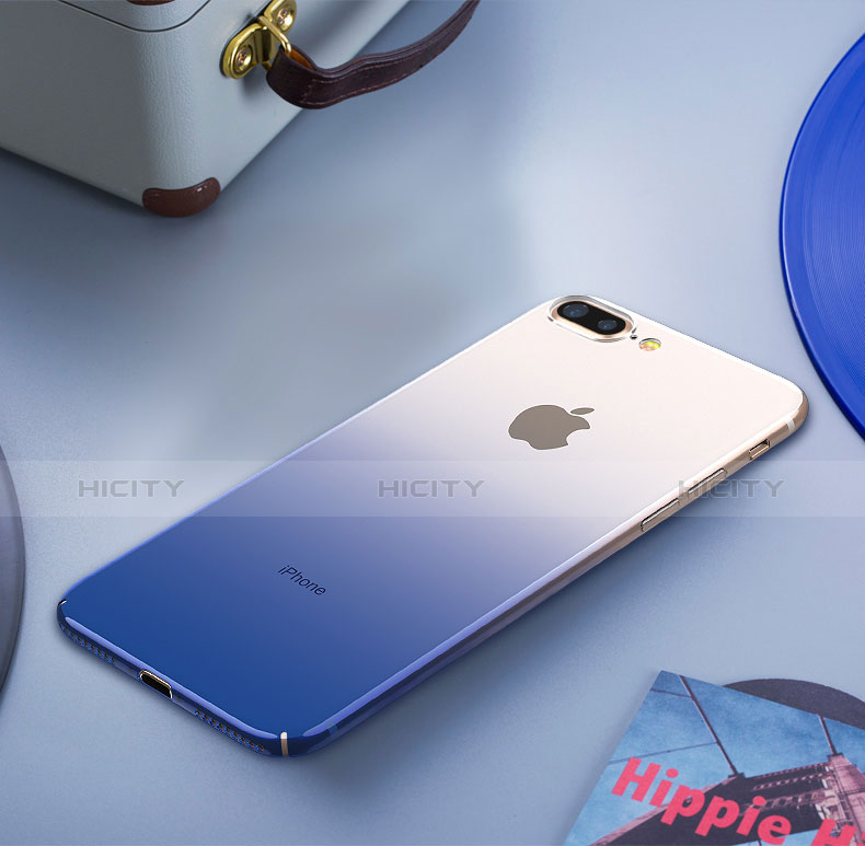 Coque Transparente Rigide Degrade pour Apple iPhone 7 Plus Bleu Plus