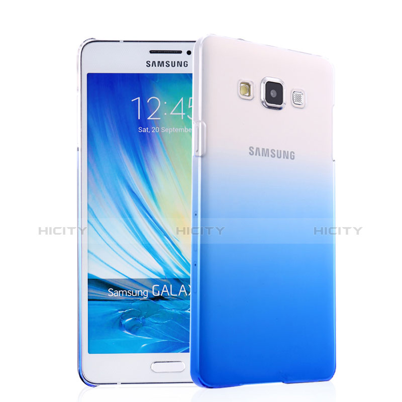 Coque Transparente Rigide Degrade pour Samsung Galaxy A7 Duos SM-A700F A700FD Bleu Plus