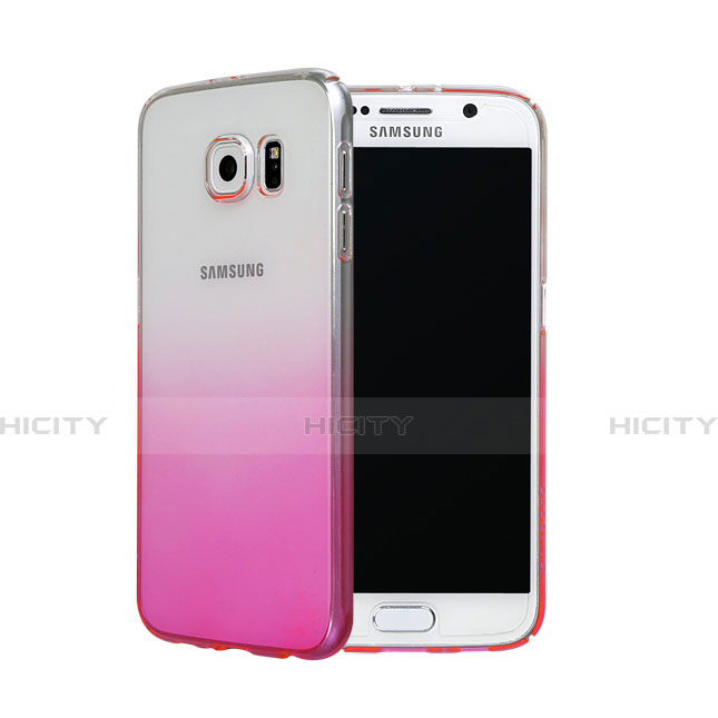 Coque Transparente Rigide Degrade pour Samsung Galaxy S6 Duos SM-G920F G9200 Rose Plus