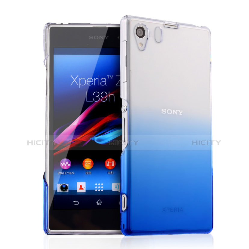 Coque Transparente Rigide Degrade pour Sony Xperia Z1 L39h Bleu Plus