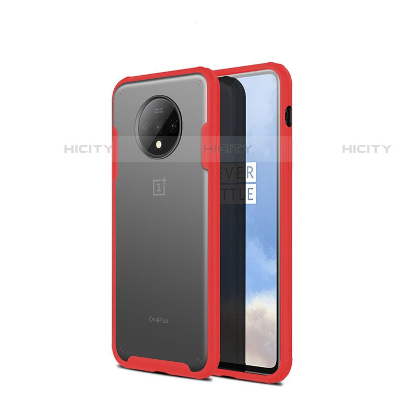 Coque Ultra Fine Mat Rigide Housse Etui Transparente pour OnePlus 7T Rouge Plus