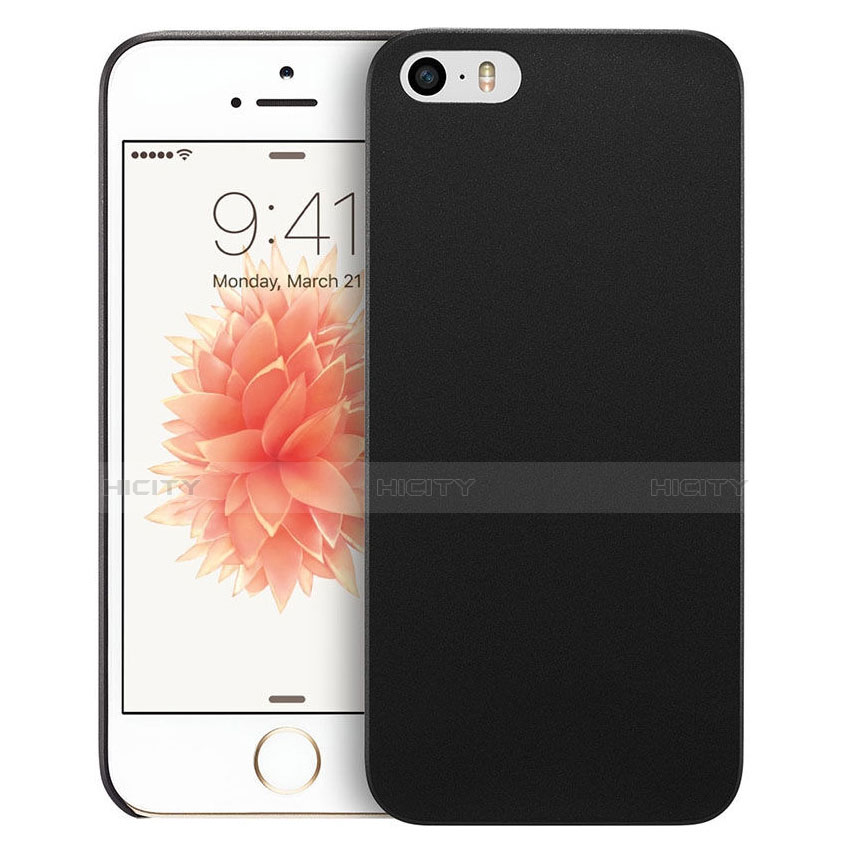 Coque Ultra Fine Mat Rigide Transparente pour Apple iPhone SE Noir Plus