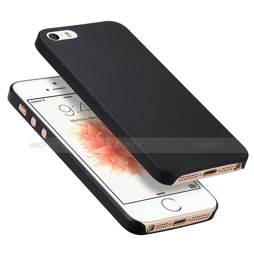 Coque Ultra Fine Mat Rigide Transparente pour Apple iPhone SE Noir Plus