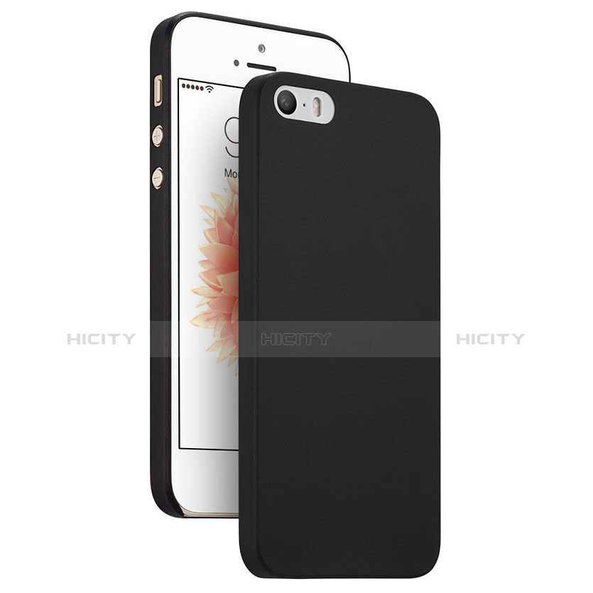 Coque Ultra Fine Mat Rigide Transparente pour Apple iPhone SE Noir Plus