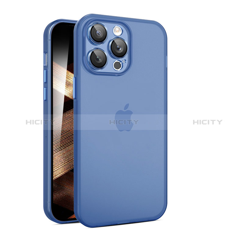 Coque Ultra Fine Plastique Rigide Etui Housse Transparente QC pour Apple iPhone 15 Pro Bleu Plus