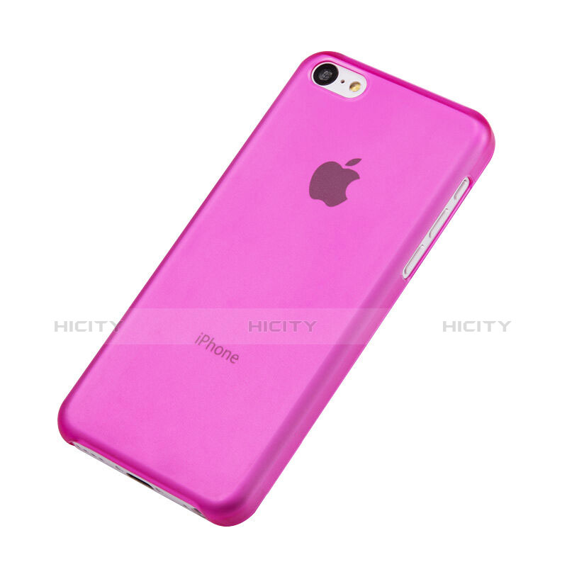 Coque Ultra Fine Plastique Rigide Transparente pour Apple iPhone 5C Rose Rouge Plus