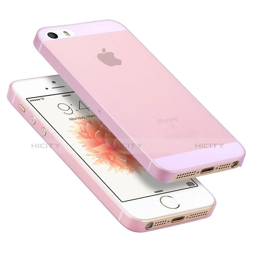 Coque Ultra Fine Plastique Rigide Transparente pour Apple iPhone SE Rose Plus