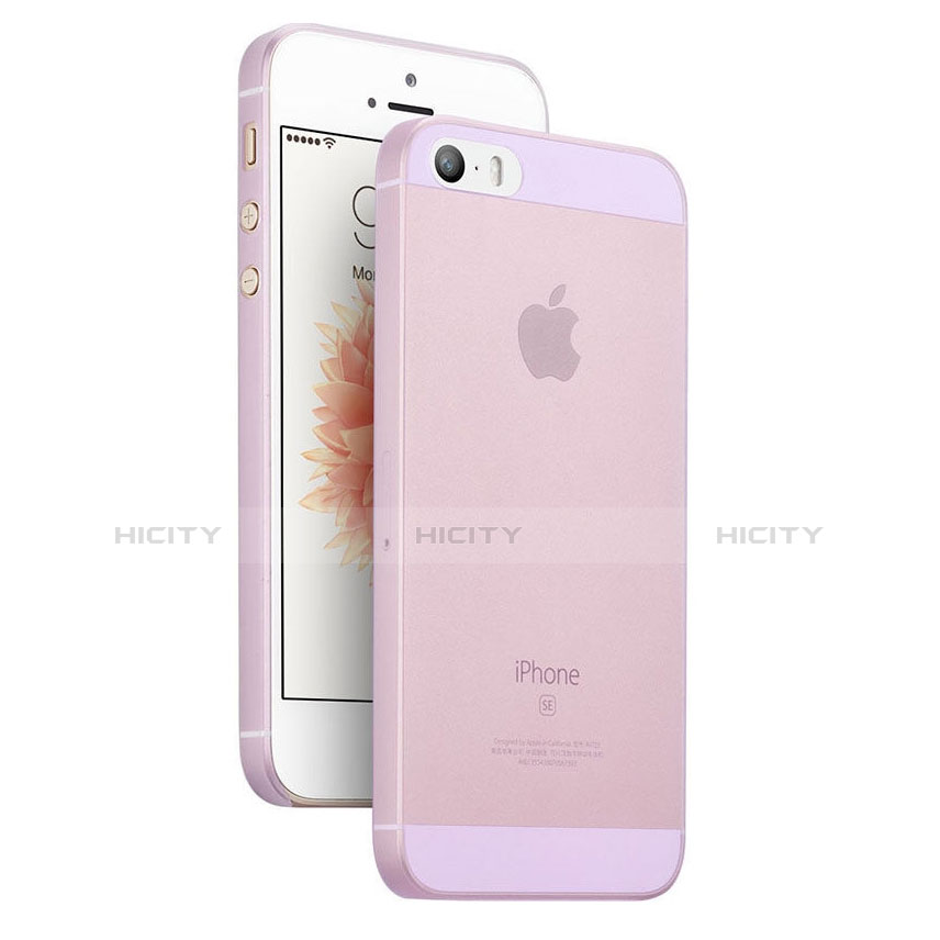 Coque Ultra Fine Plastique Rigide Transparente pour Apple iPhone SE Rose Plus