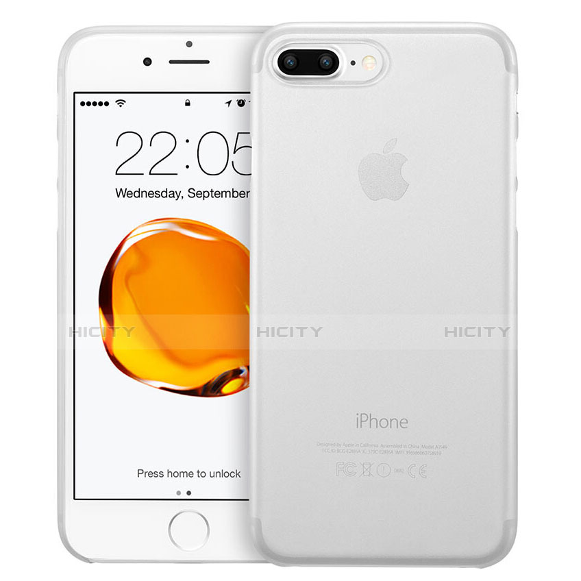 Coque Ultra Fine Plastique Rigide Transparente W01 pour Apple iPhone 7 Plus Blanc Plus