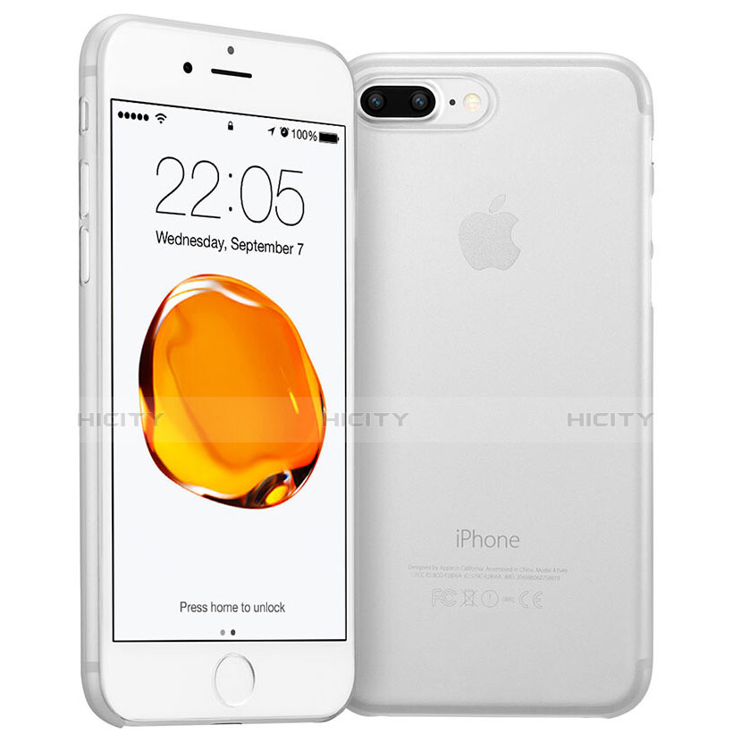 Coque Ultra Fine Plastique Rigide Transparente W01 pour Apple iPhone 7 Plus Blanc Plus