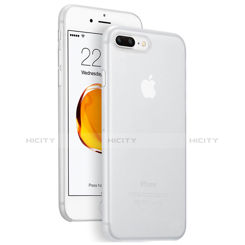 Coque Ultra Fine Plastique Rigide Transparente W01 pour Apple iPhone 7 Plus Blanc Plus