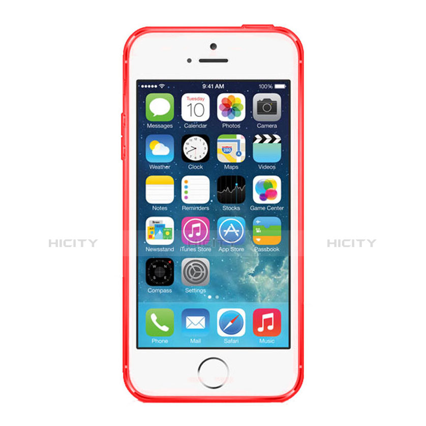 Coque Ultra Fine Silicone Mat Transparente pour Apple iPhone 5 Rouge Plus