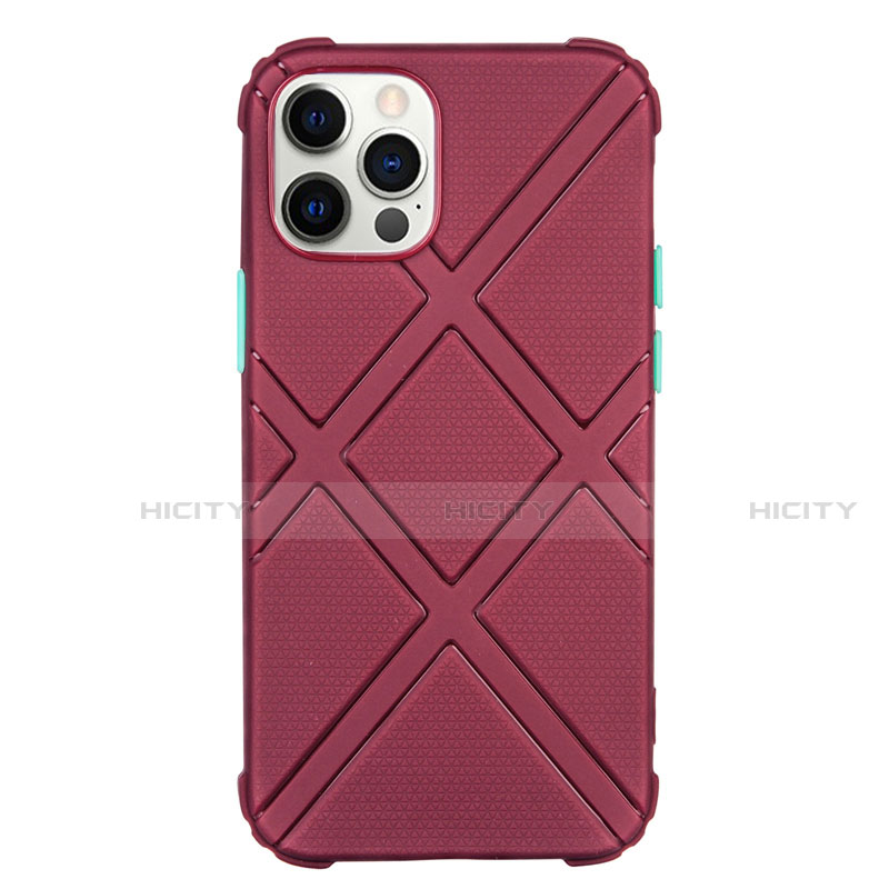 Coque Ultra Fine Silicone Souple 360 Degres Housse Etui C02 pour Apple iPhone 12 Pro Max Vin Rouge Plus