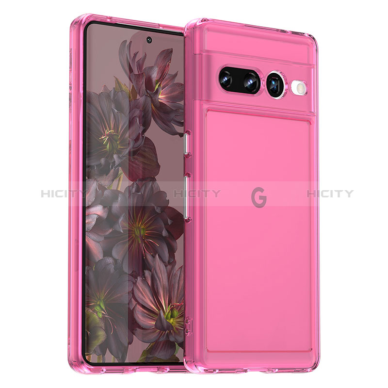 Coque Ultra Fine Silicone Souple 360 Degres Housse Etui J02S pour Google Pixel 7 Pro 5G Rose Rouge Plus