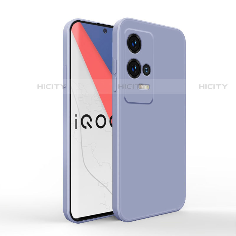 Coque Ultra Fine Silicone Souple 360 Degres Housse Etui pour Vivo iQOO 8 Pro 5G Gris Lavende Plus