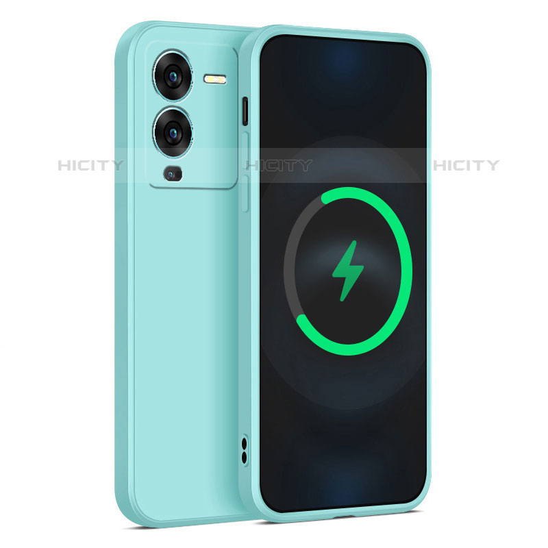 Coque Ultra Fine Silicone Souple 360 Degres Housse Etui pour Vivo V25 Pro 5G Cyan Plus