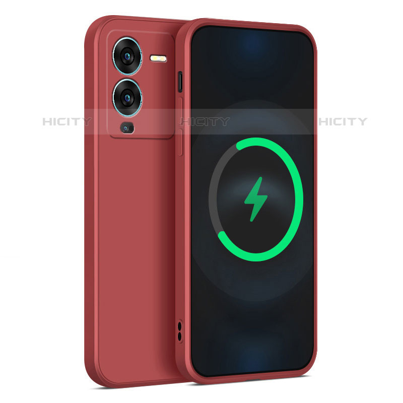 Coque Ultra Fine Silicone Souple 360 Degres Housse Etui pour Vivo V25 Pro 5G Rouge Plus