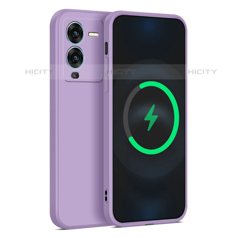 Coque Ultra Fine Silicone Souple 360 Degres Housse Etui pour Vivo V25 Pro 5G Violet Clair Plus