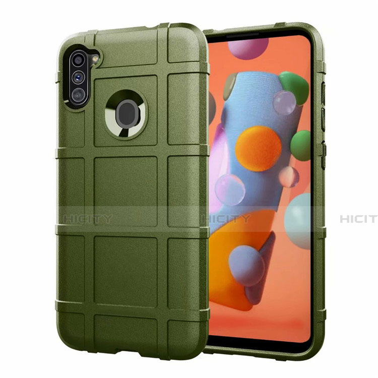 Coque Ultra Fine Silicone Souple 360 Degres Housse Etui S01 pour Samsung Galaxy A11 Vert Armee Plus