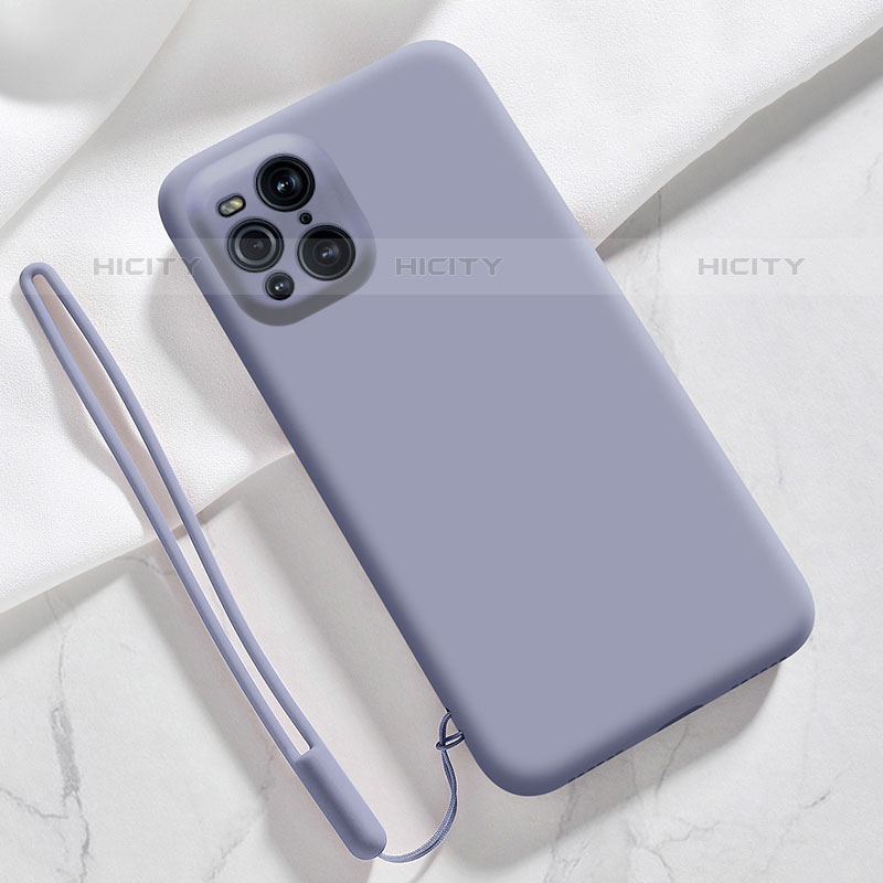 Coque Ultra Fine Silicone Souple 360 Degres Housse Etui S02 pour Oppo Find X3 Pro 5G Gris Lavende Plus