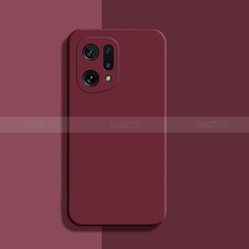 Coque Ultra Fine Silicone Souple 360 Degres Housse Etui S03 pour Oppo Find X5 5G Vin Rouge Plus