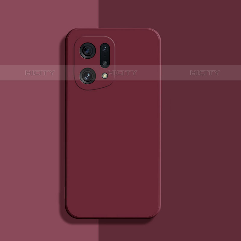 Coque Ultra Fine Silicone Souple 360 Degres Housse Etui S03 pour Oppo Find X5 Pro 5G Vin Rouge Plus