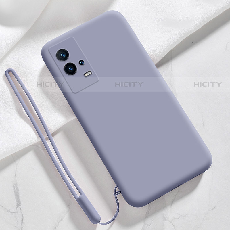 Coque Ultra Fine Silicone Souple 360 Degres Housse Etui S03 pour Vivo iQOO 8 5G Gris Lavende Plus