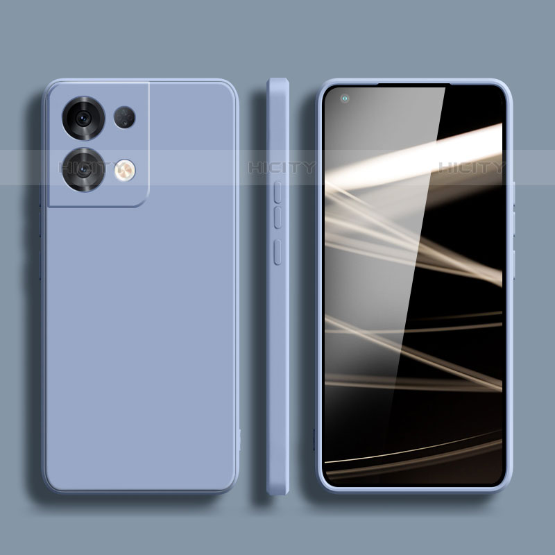 Coque Ultra Fine Silicone Souple 360 Degres Housse Etui S06 pour Oppo Reno8 5G Gris Lavende Plus