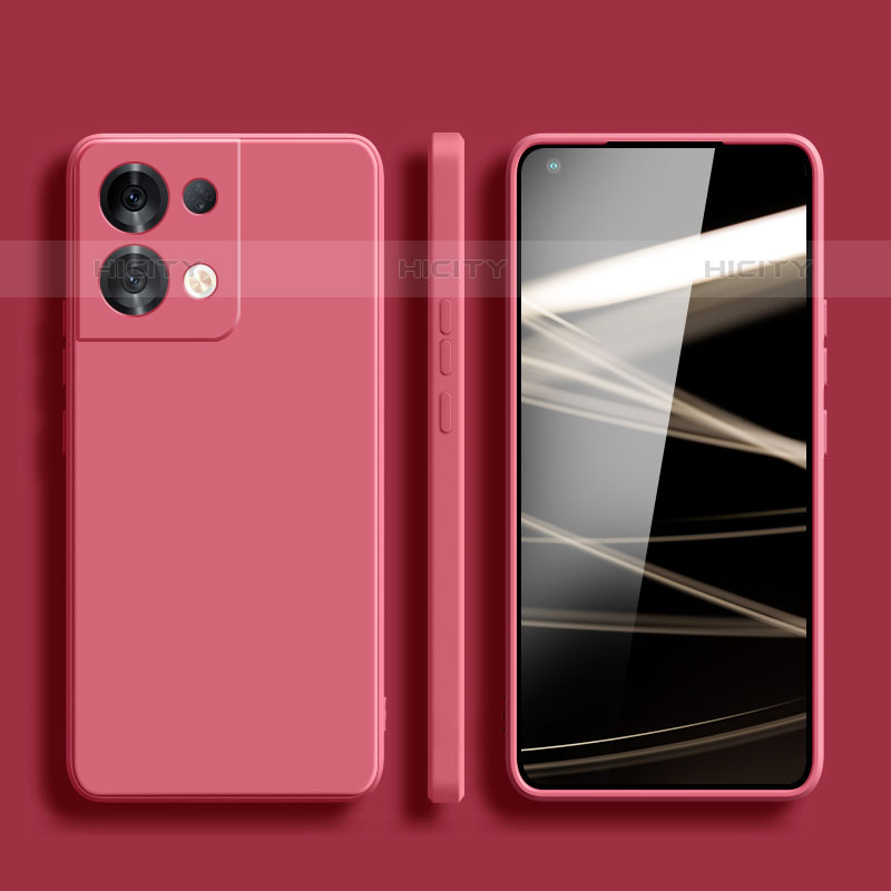 Coque Ultra Fine Silicone Souple 360 Degres Housse Etui S06 pour Oppo Reno8 5G Rose Rouge Plus