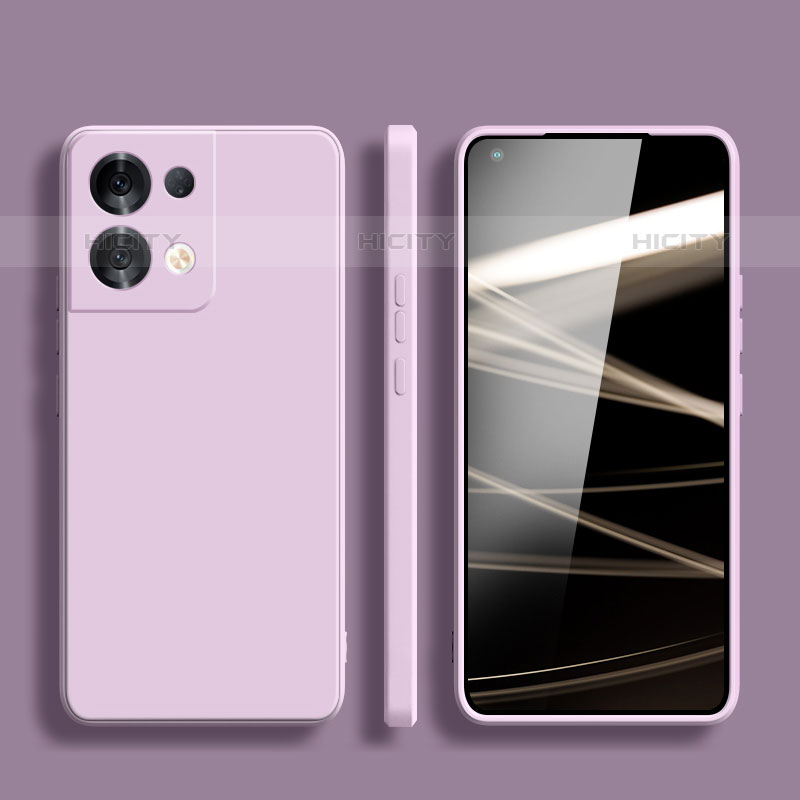 Coque Ultra Fine Silicone Souple 360 Degres Housse Etui S06 pour Oppo Reno8 5G Violet Clair Plus