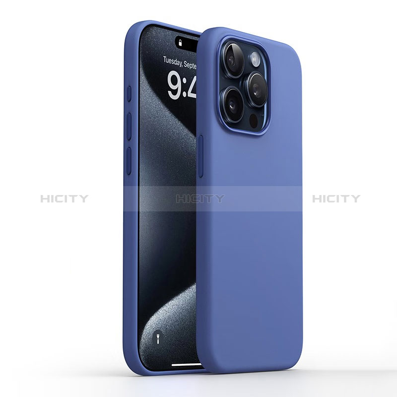 Coque Ultra Fine Silicone Souple 360 Degres Housse Etui YK1 pour Apple iPhone 15 Pro Max Bleu Plus