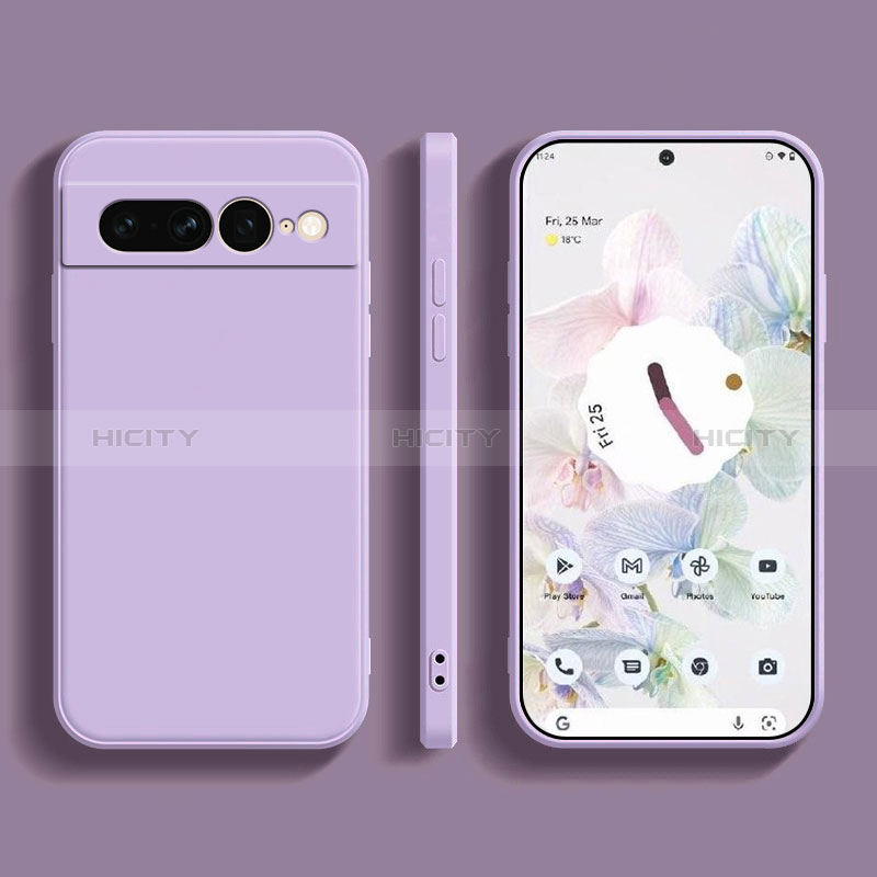 Coque Ultra Fine Silicone Souple 360 Degres Housse Etui YK1 pour Google Pixel 7 Pro 5G Violet Clair Plus