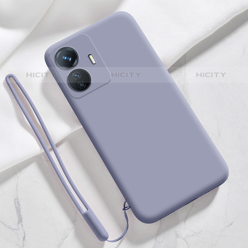 Coque Ultra Fine Silicone Souple 360 Degres Housse Etui YK1 pour Vivo iQOO Z6 Lite 5G Gris Lavende Plus