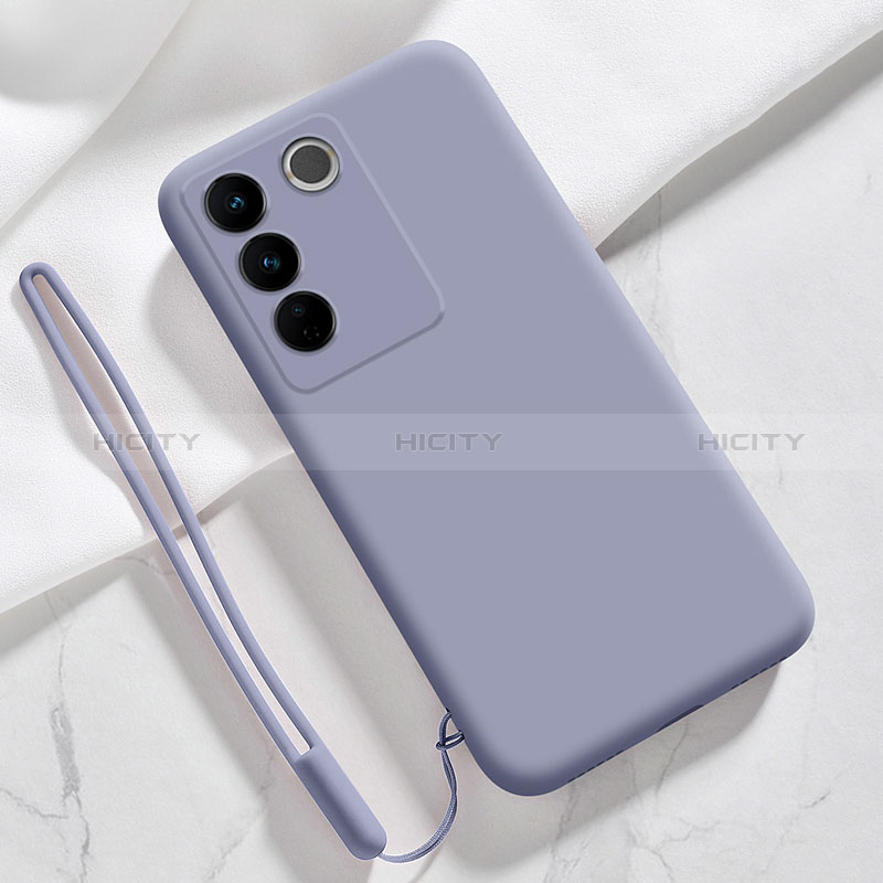 Coque Ultra Fine Silicone Souple 360 Degres Housse Etui YK3 pour Vivo V27e 5G Gris Lavende Plus