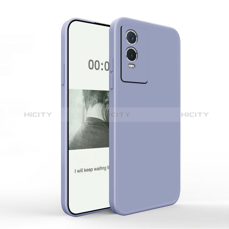 Coque Ultra Fine Silicone Souple 360 Degres Housse Etui YK4 pour Vivo Y76s 5G Gris Lavende Plus