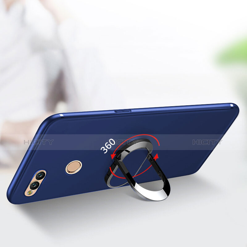 Coque Ultra Fine Silicone Souple avec Support Bague Anneau A01 pour Huawei Honor Play 7X Bleu Plus