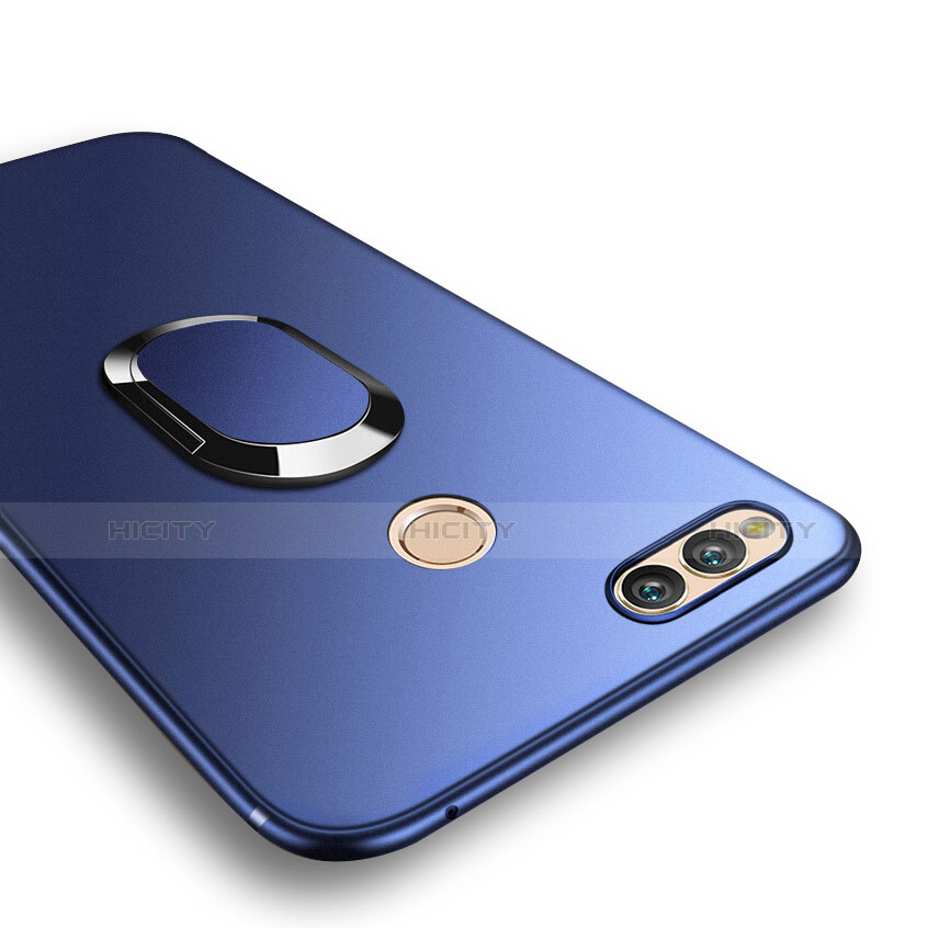 Coque Ultra Fine Silicone Souple avec Support Bague Anneau A01 pour Huawei Honor Play 7X Bleu Plus
