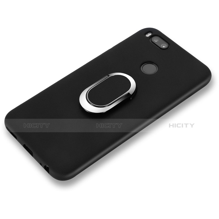 Coque Ultra Fine Silicone Souple avec Support Bague Anneau A02 pour Xiaomi Mi 6 Noir Plus