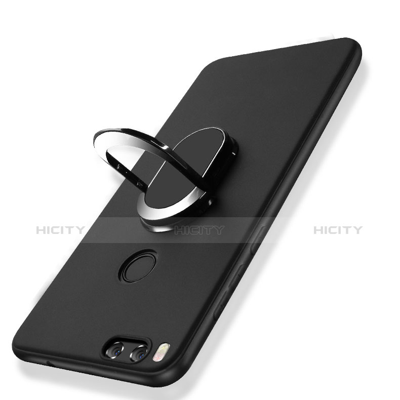 Coque Ultra Fine Silicone Souple avec Support Bague Anneau A02 pour Xiaomi Mi 6 Noir Plus