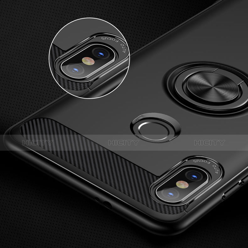 Coque Ultra Fine Silicone Souple avec Support Bague Anneau A02 pour Xiaomi Redmi Note 5 Noir Plus