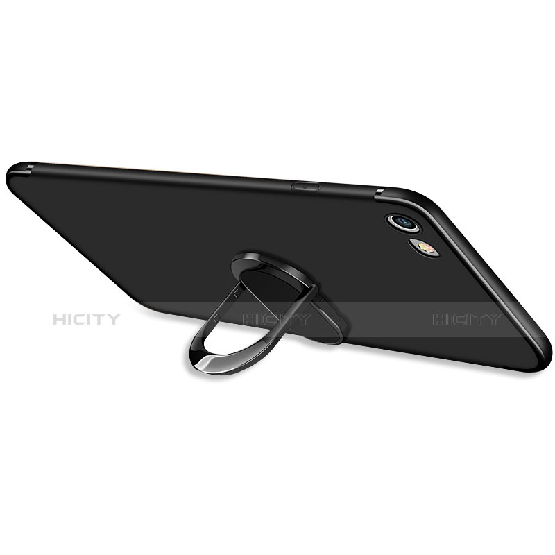 Coque Ultra Fine Silicone Souple avec Support Bague Anneau A03 pour Apple iPhone 6 Noir Plus