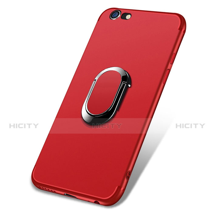 Coque Ultra Fine Silicone Souple avec Support Bague Anneau A03 pour Apple iPhone 6 Rouge Plus